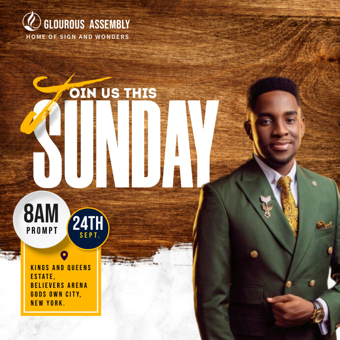 Church, Sunday church service invitation fl Instagram Post template