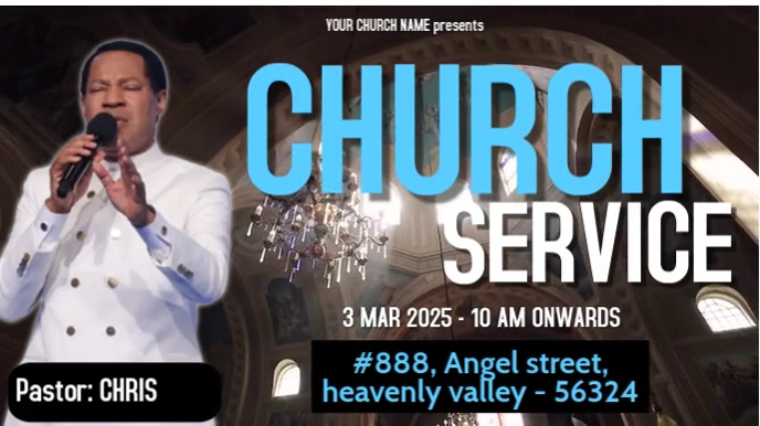 church, sunday service, church service, sermo Digital Display (16:9) template