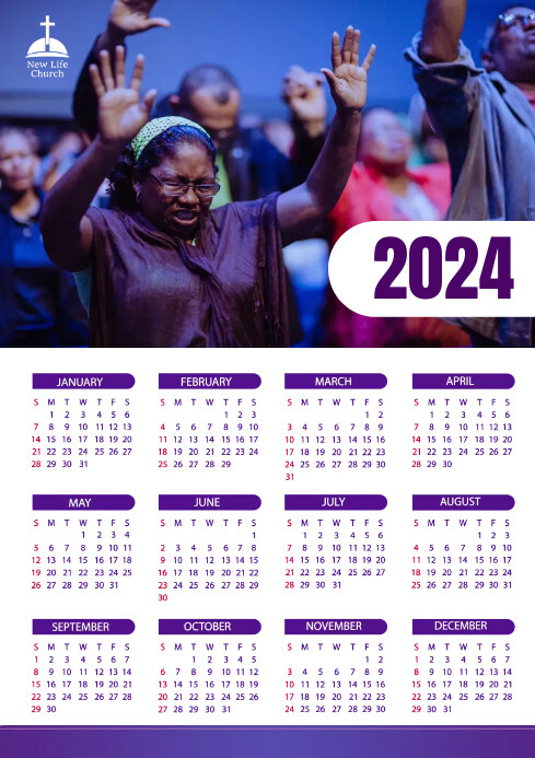 Church 2024 calendar template | PosterMyWall