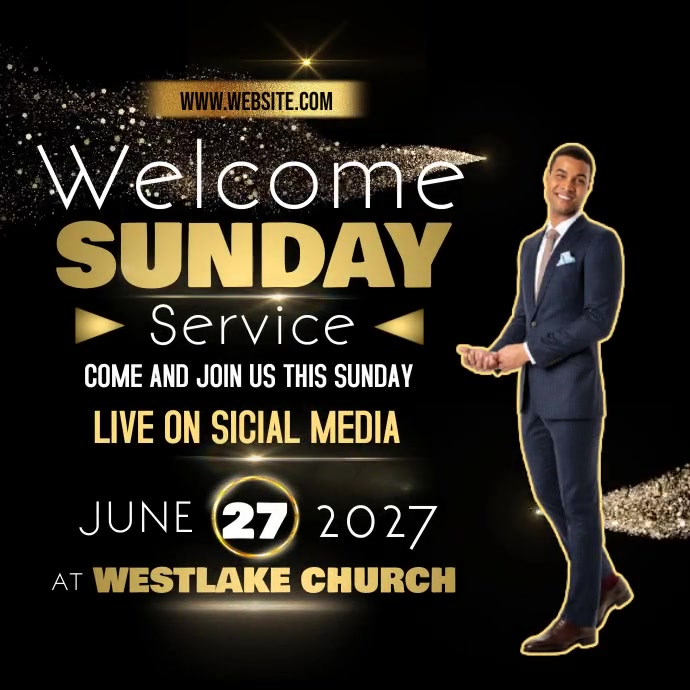 CHURCH ad social media design template Publicação no Instagram