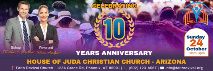 Church Anniversary Celebrations Banner Bannier 2' × 6' template