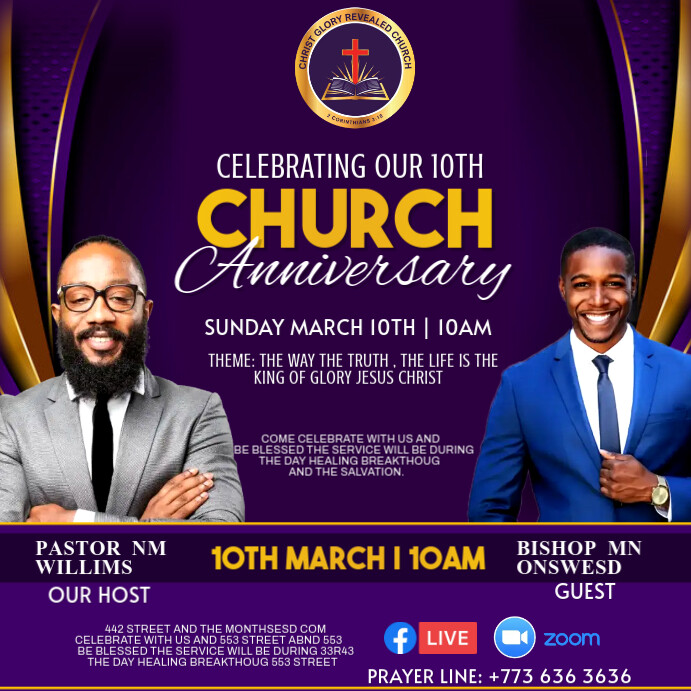 church anniversary Post Instagram template