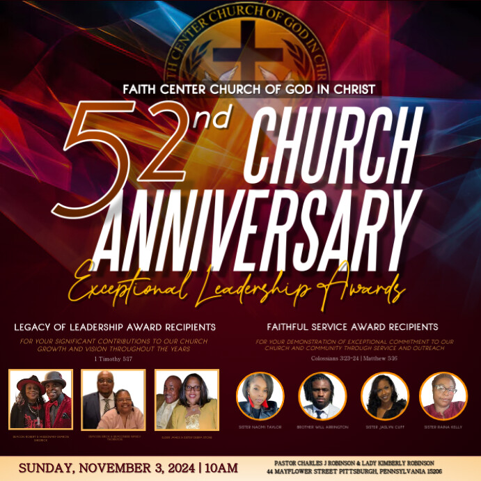 Church Anniversary Design Quadrado (1:1) template