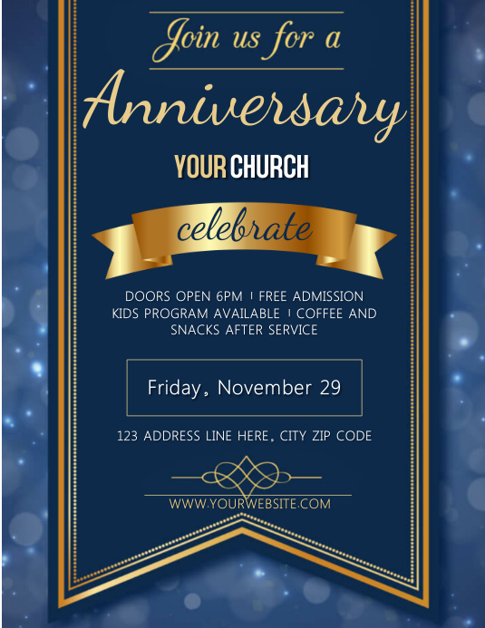 Church Anniversary Event Flyer Template Рекламная листовка (US Letter)