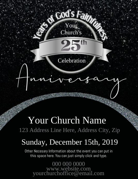 Church Anniversary Flyer Folheto (US Letter) template