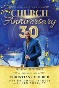 Church Anniversary Flyer Banner 4' × 6' template