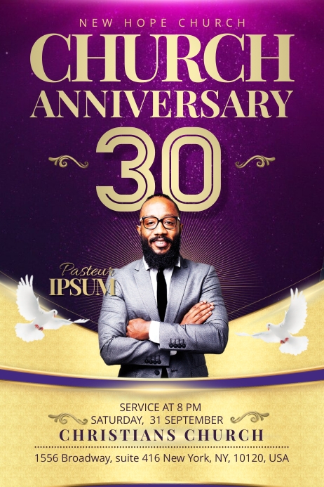 Church Anniversary Flyer Banner 4' × 6' template