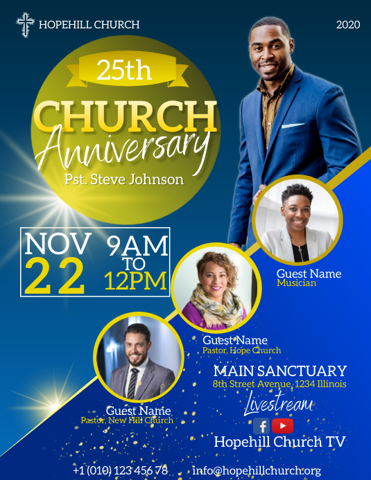 Church Anniversary Flyer Pamflet (Letter AS) template