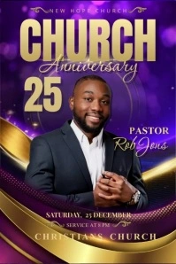 Church Anniversary Flyer Banner 4' × 6' template