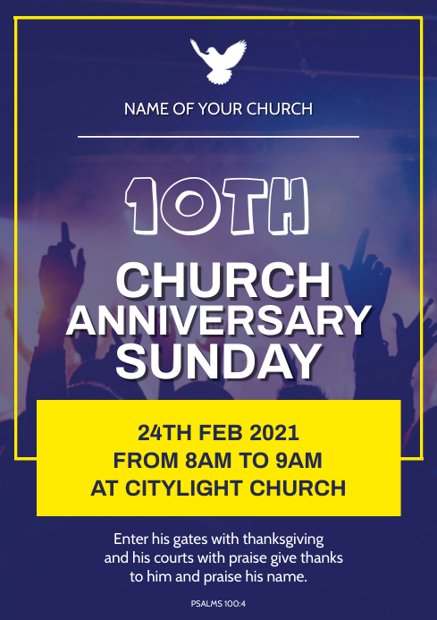 CHURCH ANNIVERSARY POSTER Template | PosterMyWall