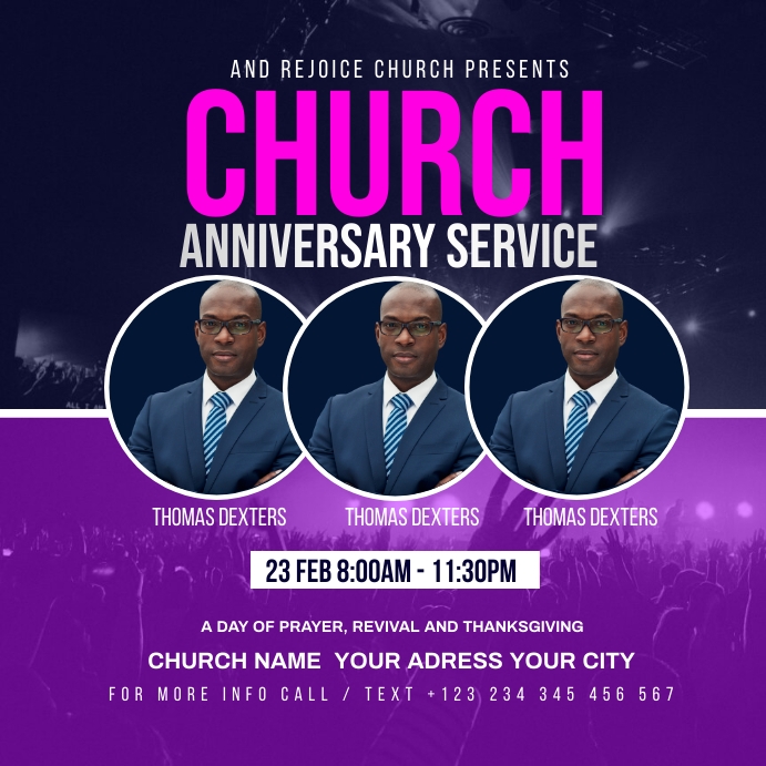 church anniversary service Template PosterMyWall