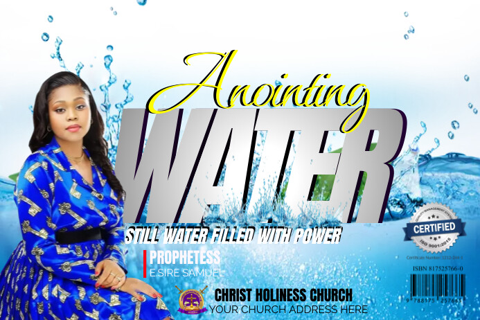 Church Water Sticker Examples Church Anointing Water Sticker Template | PosterMyWall
