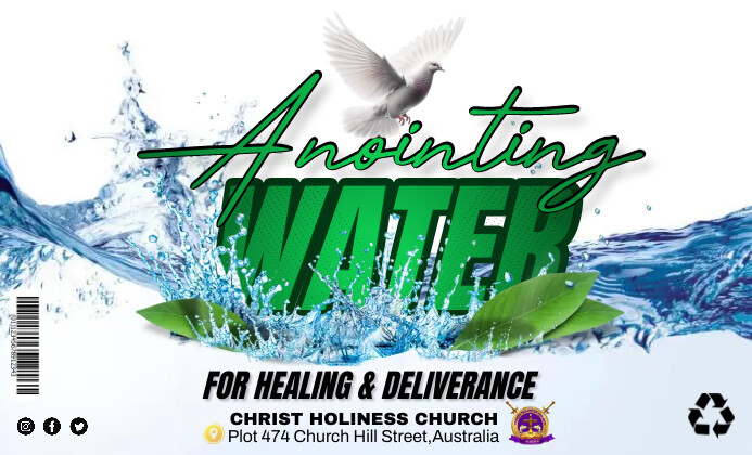 Church Water Sticker Examples Plantilla de Church Anointing Water Sticker | PosterMyWall
