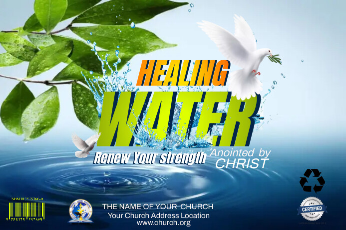 Church Water Sticker Examples Church Anointing Water Sticker Template | PosterMyWall