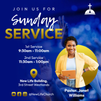 church blue gold flyer template Instagram-Beitrag