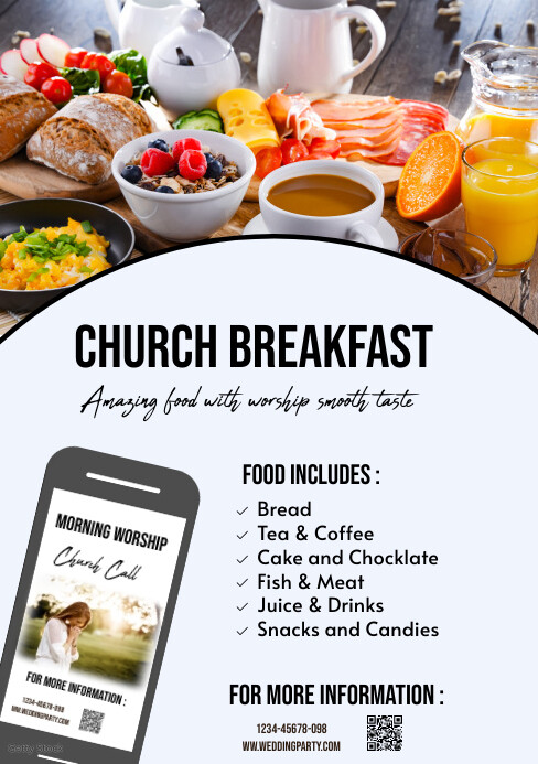 Church Breakfast ,Morning Worship call A5 template