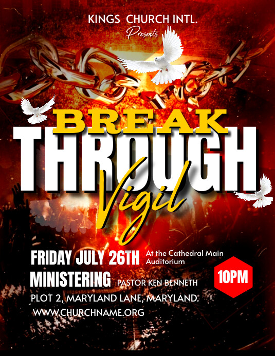 Church Breakthrough Vigil black flyer Template | PosterMyWall