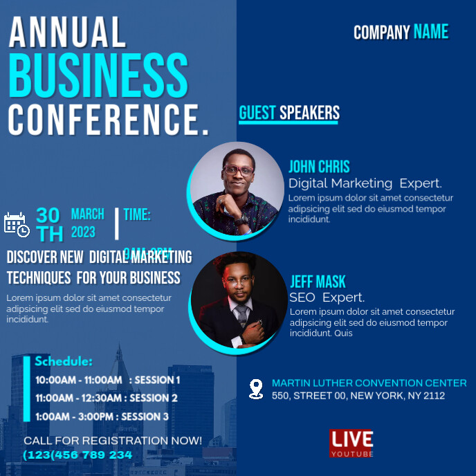 CHURCH BUSINESS CONFERENCE POSTER & BANNER Album Cover template