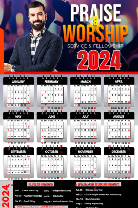 Church Calendar 2024 Плакат template