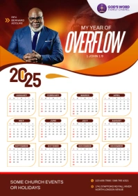 church calendar 2025 A3 template