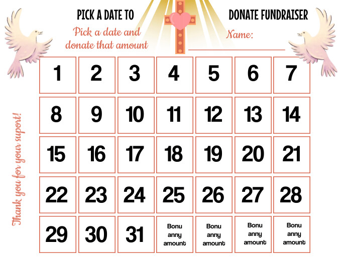 Church Calendar Fundraiser, Flyer (US Letter) template