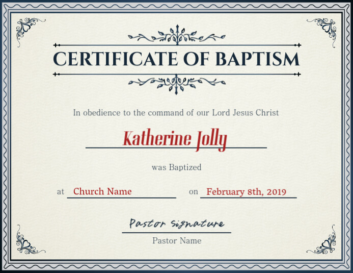 Baptism Certificate Baptism Certificate