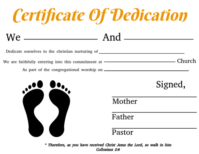 church certificate of dedication Template | PosterMyWall