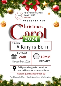 Church Christmas Carol service flyer template A4