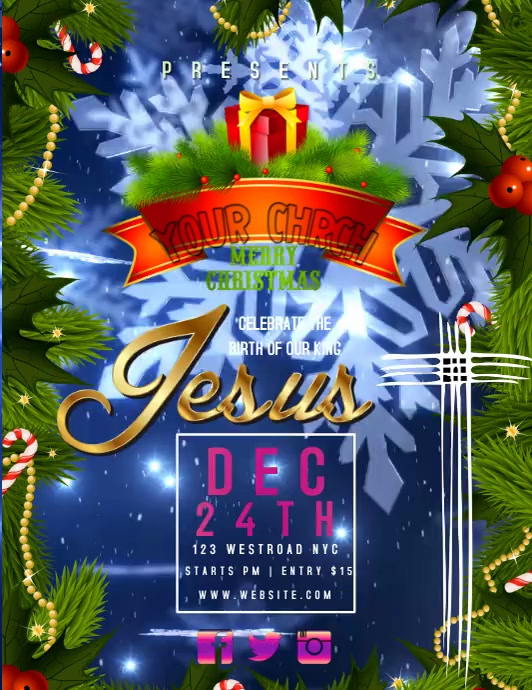 CHURCH CHRISTMAS EVENT FLYER VIDEO Template | PosterMyWall
