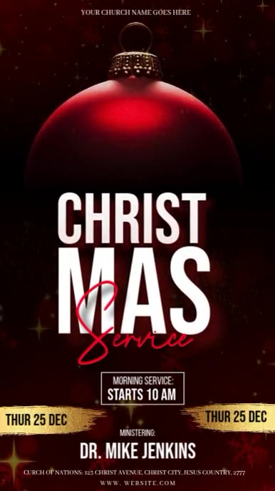 church christmas service video template História do Instagram
