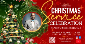 Church Christmas service video template Isithombe Esabiwe ku-Facebook