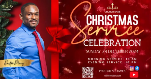 Czerwony Christmas Church Service ภาพที่แชร์บน Facebook Template