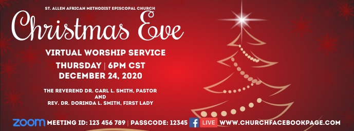 Church Christmas Virtual Worship Service Fotografia de capa do Facebook template