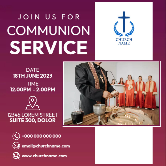 church communion service flyer Instagram Post template