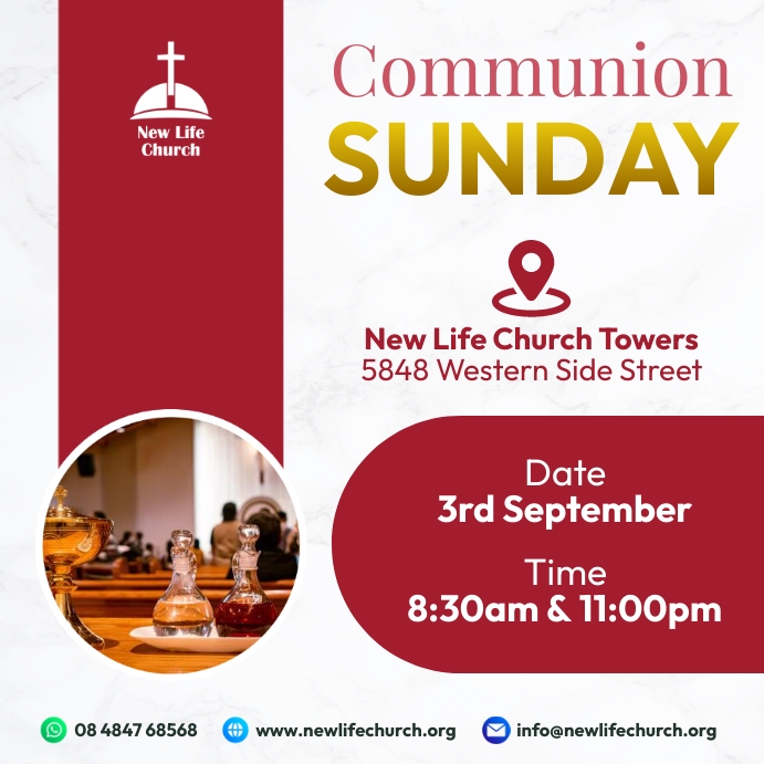 Church communion sunday service Template | PosterMyWall