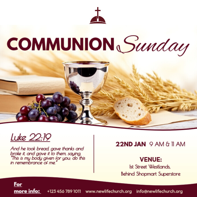 Copy of Church communion Sunday service flyer | PosterMyWall