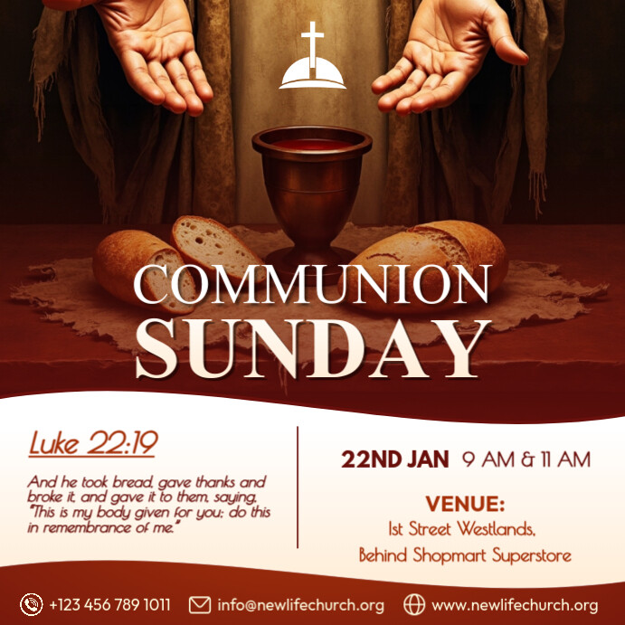 Copy of Church communion Sunday service flyer | PosterMyWall