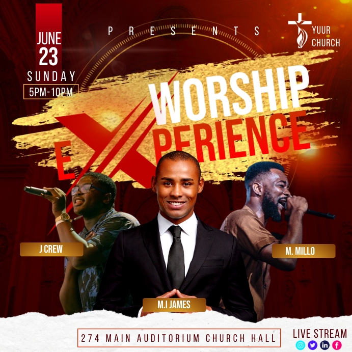 church concert flyer Instagram Post template