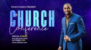 Niebieski Church Conference Twitter Post Template