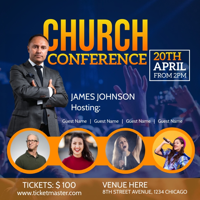 church conference flyer Instagram Post template