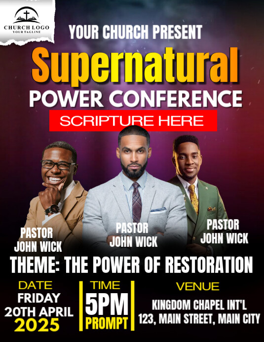 church conference flyer Folheto (US Letter) template
