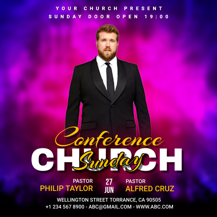 church conference flyer Instagram Post template