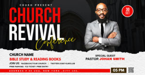 Zwart Church Revival Conference Umkhangiso we-Facebook Template
