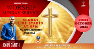 Red Worship Service Facebook Ad Template