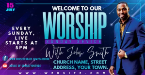 Purple Church Worship Service Facebook Ad Template