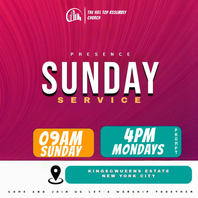 Sunday Church Service Square Template | PosterMyWall