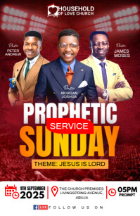 สีแดง Prophetic Sunday Service Halv side bred Template