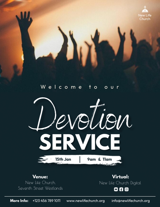 Church Devotion Service Invitation Poster Template | PosterMyWall