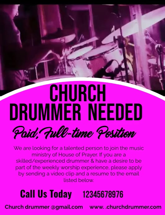 Copy of Church Drummer Needed flyer , church Drumming PosterMyWall