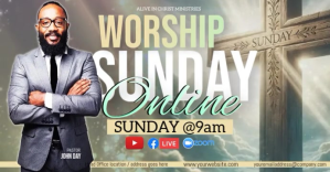 Grey Online Worship Service Facebook Event Cover Template